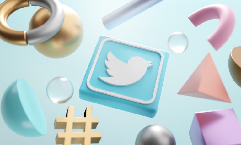 Twitter Logo Around 3D Rendering Abstract Shape Background